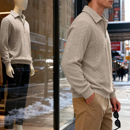 Men's Jacquard Soft Zipped Polo