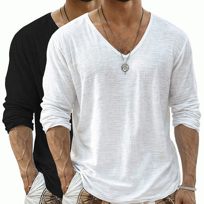 2-Pack Linen V-neck T-shirt