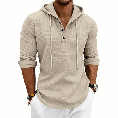 Textured Waffle Hooded Henley