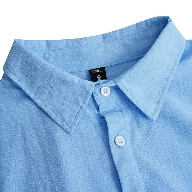 Linen Popover Shirt With Convertible Sleeves