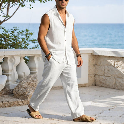 Men's 2-Piece Linen Shirt & Pants Set