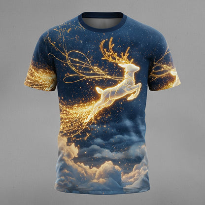 Men's Christmas Elk Designer Graphic Tee