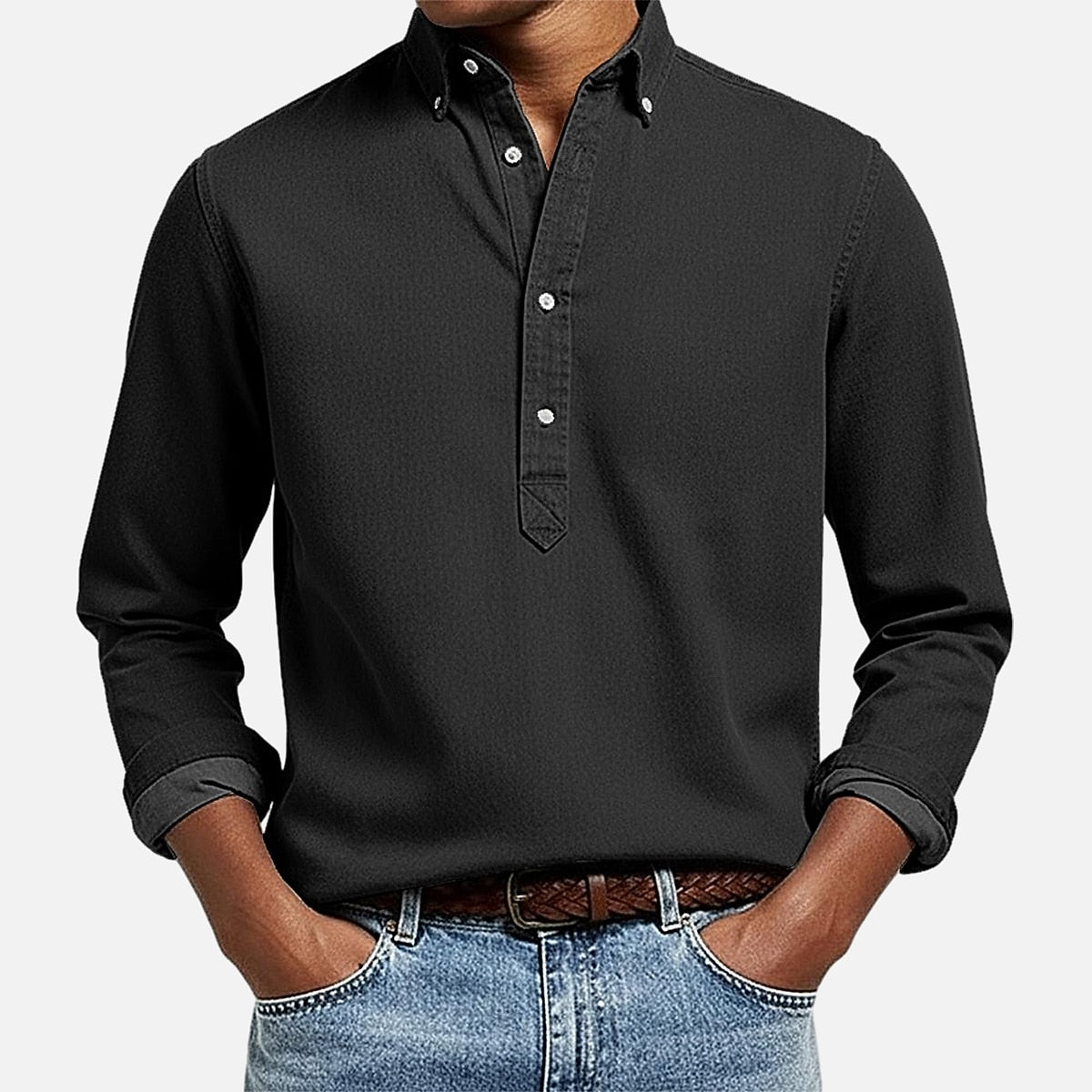 Long Sleeve Cotton Popover Shirt