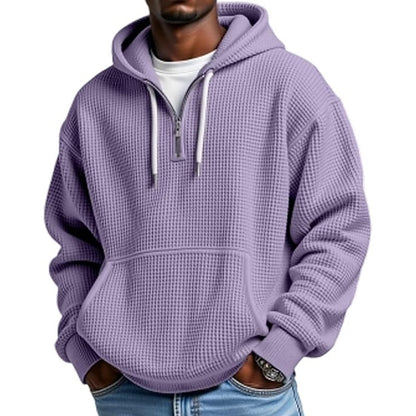 Classic Waffle Knit Quarter Zip Hoodie