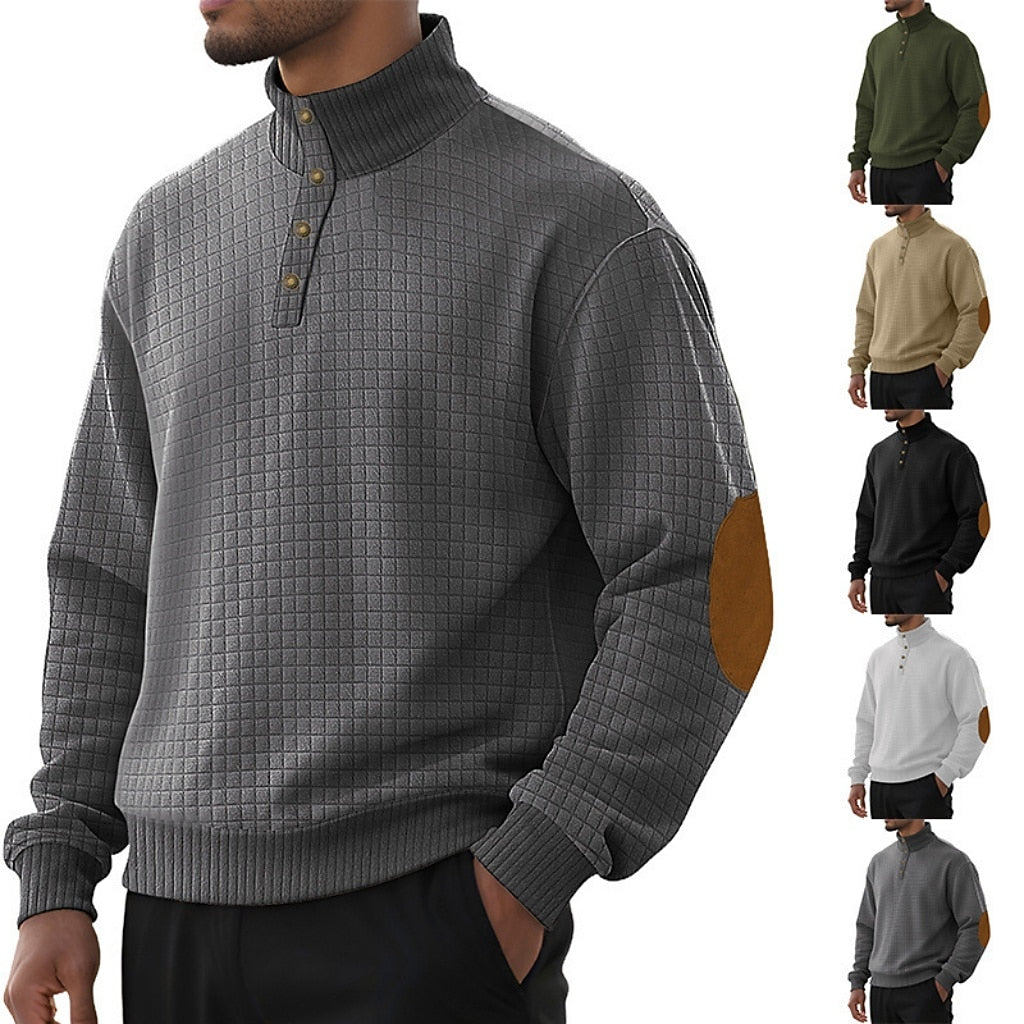 Men's Waffle Patchwork Sweatshirt