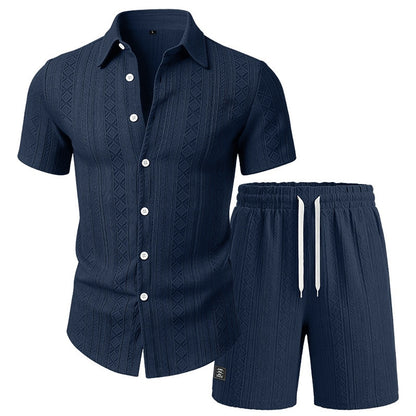 Men's Jacquard Shirt & Shorts Set