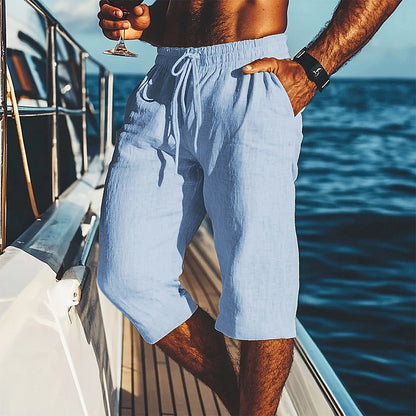 Men's Linen Shorts-Casual Drawstring Shorts for Summer Comfort