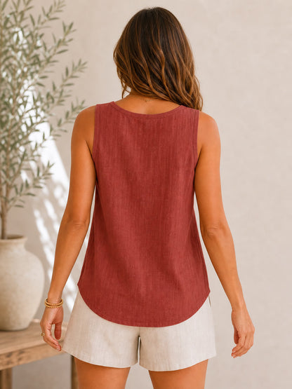 Cozy 100%Cotton Round Neck Sleeveless