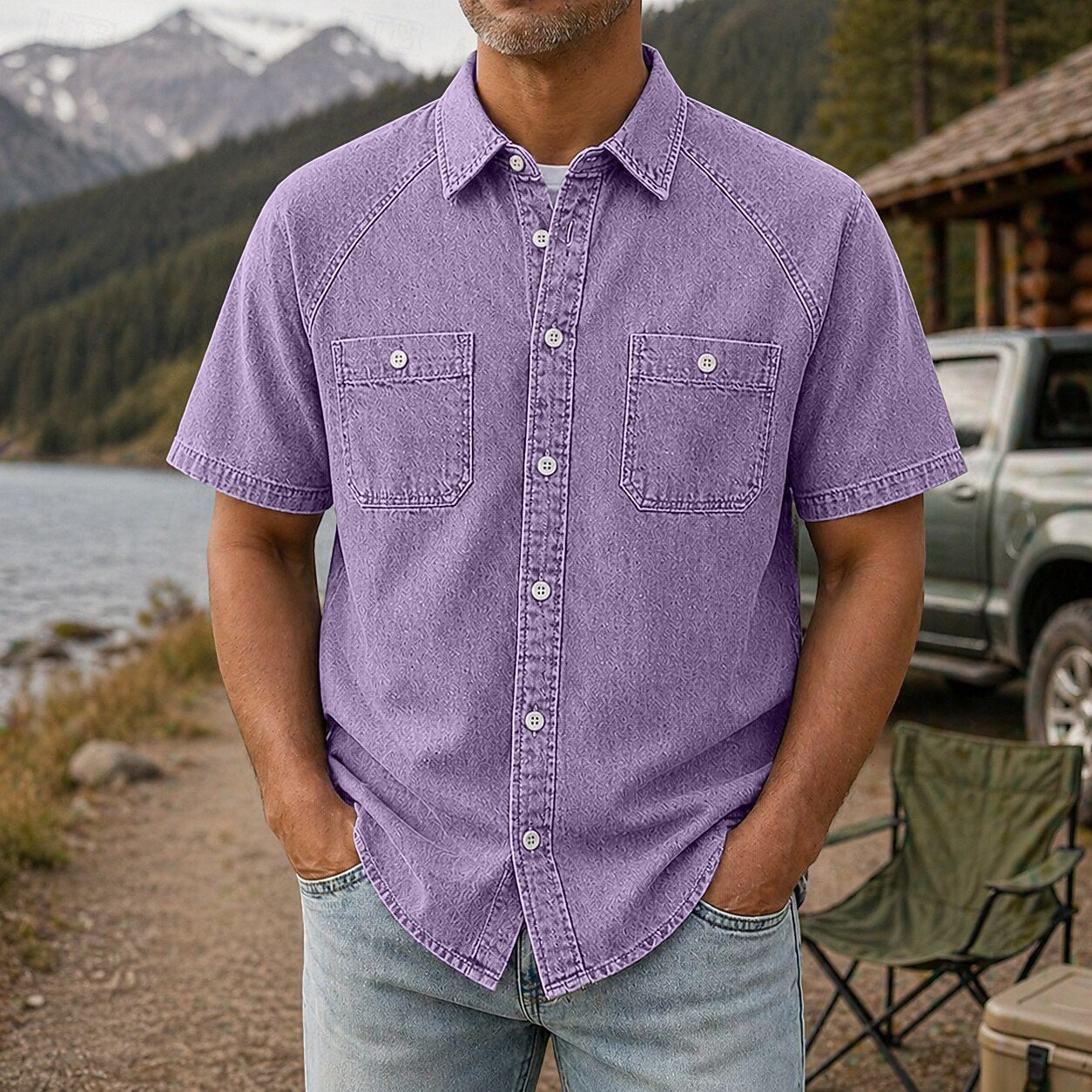 Vintage Feel Washed Cotton Work Shirt