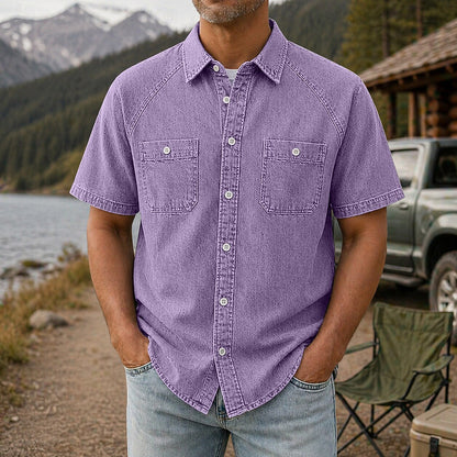 Vintage Feel Washed Cotton Work Shirt