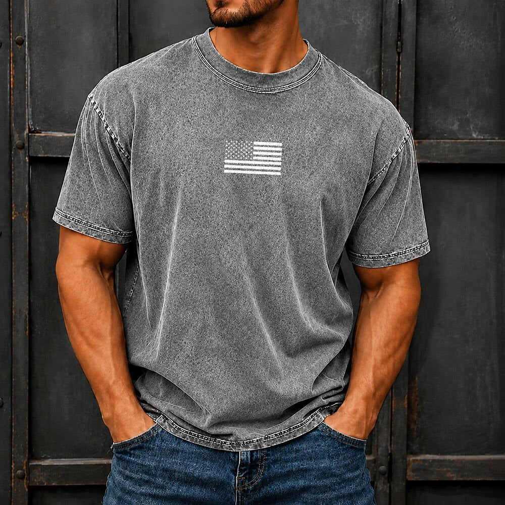 Broken-In 100% Cotton US Flag T-shirt