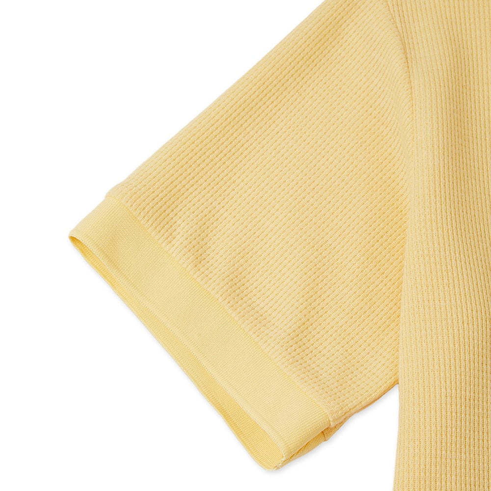 Textured Waffle Polo-Soft Summer Lapel Collar Shirt