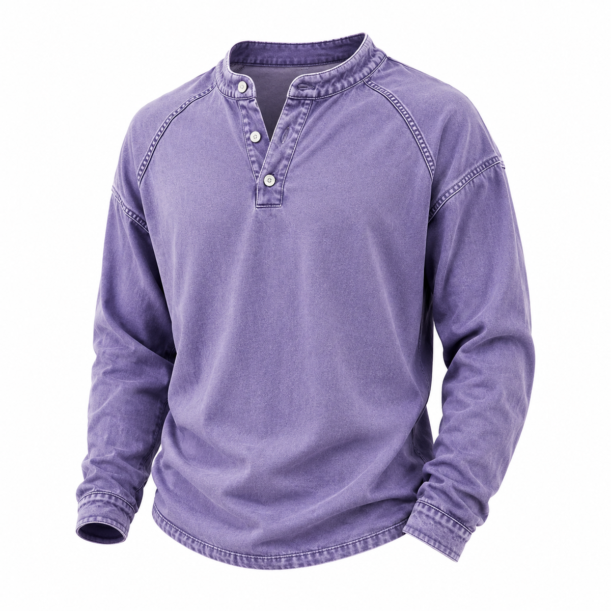 Broken-in Soft 100% Cotton Henley Shirt