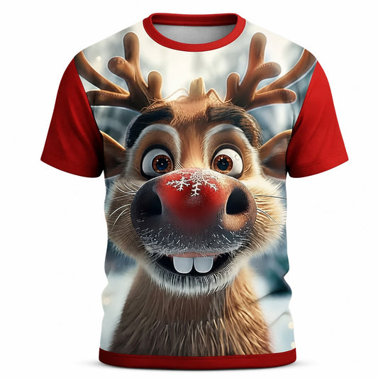 Men's Christmas Santa Elk Graphic Tee