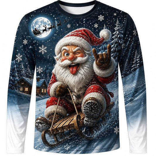 Santa Christmas Funny Casual Longsleeve Tee