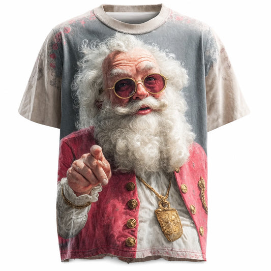 Men's Artistic Santa Christmas Graphic T-Shirt