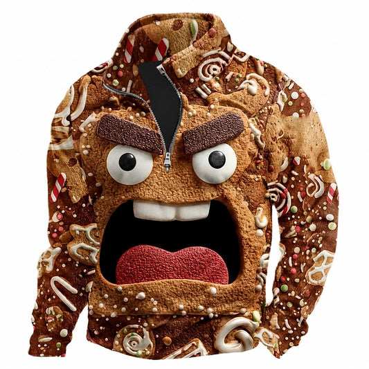 Men's Christmas Gingerbread Zip Sweatshirt