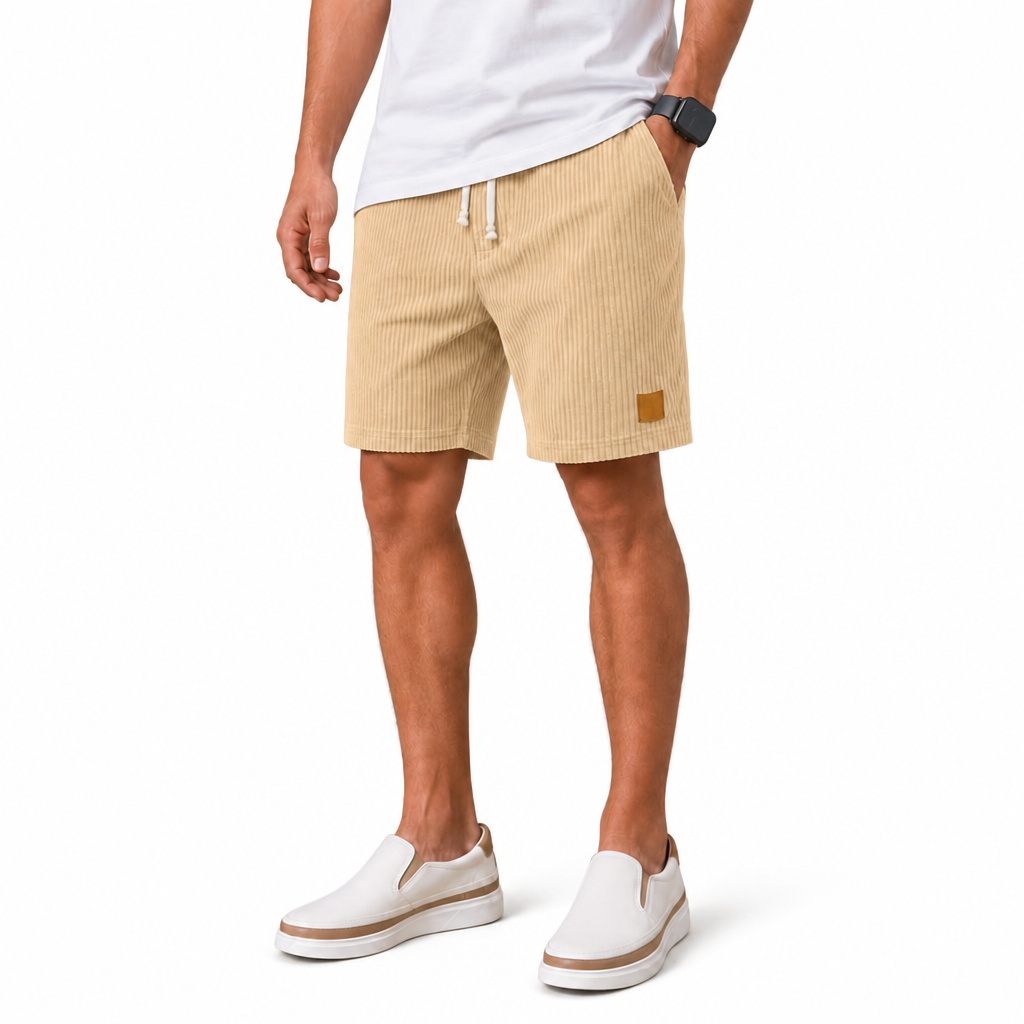 Men's Comfort Corduroy Shorts-Casual Plain Knee Length