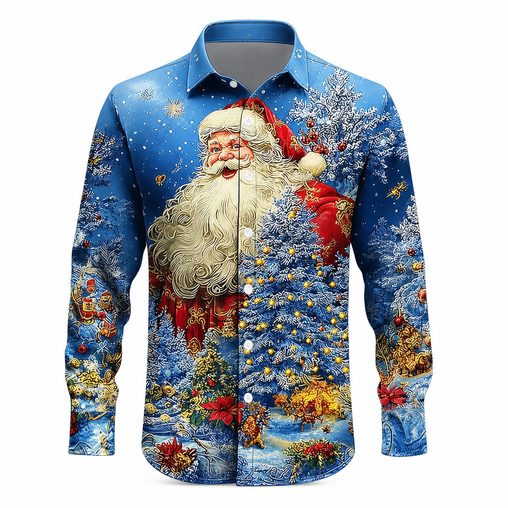 Men's Santa Tree Christmas Long Sleeve Shirt