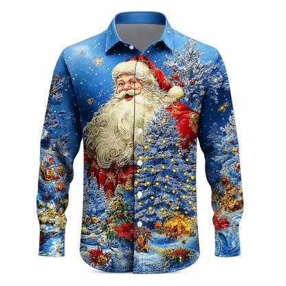Men's Santa Tree Christmas Long Sleeve Shirt