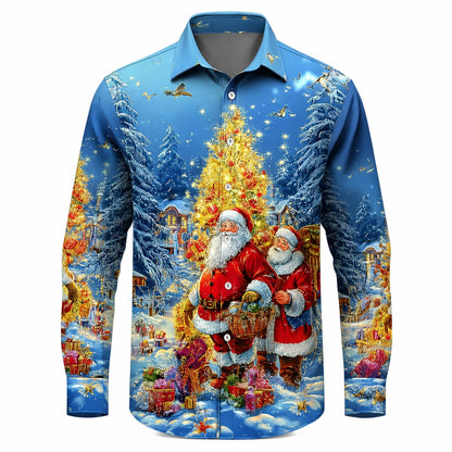Men's Santa Tree Christmas Long Sleeve Shirt