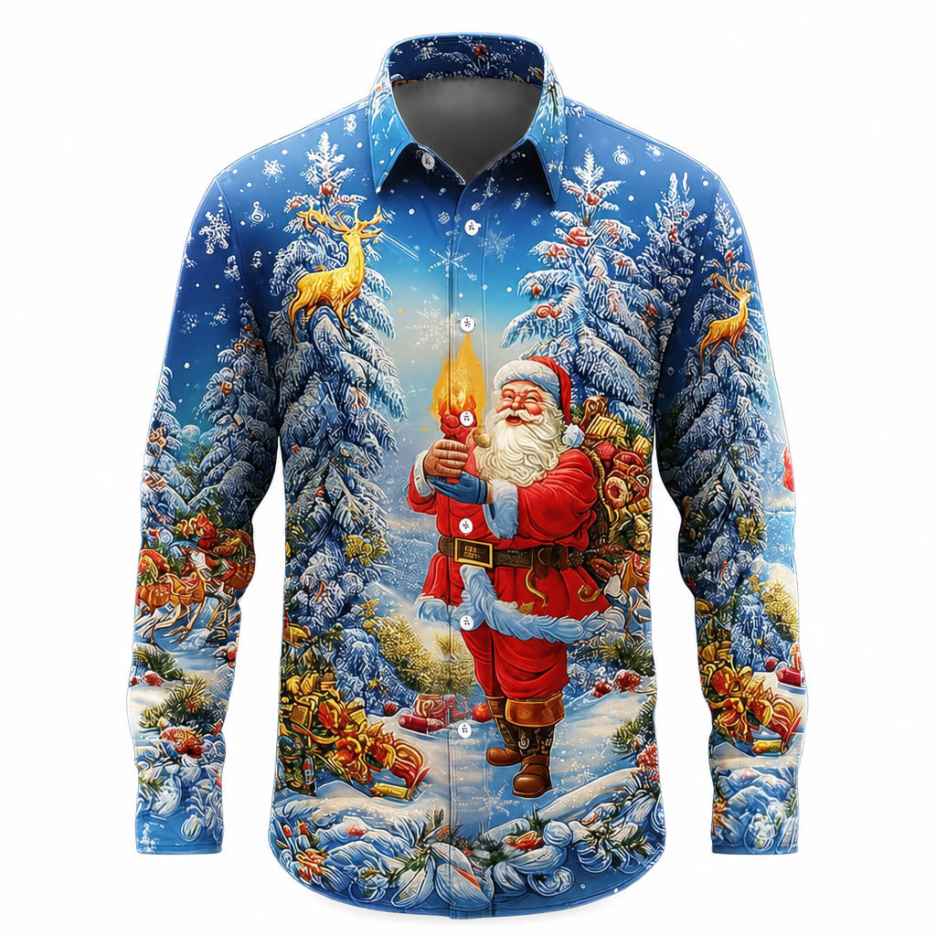 Men's Santa Tree Christmas Long Sleeve Shirt