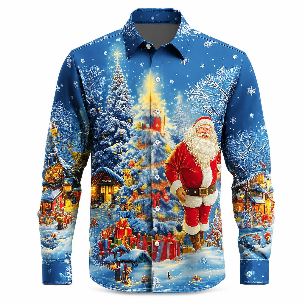 Men's Santa Tree Christmas Long Sleeve Shirt