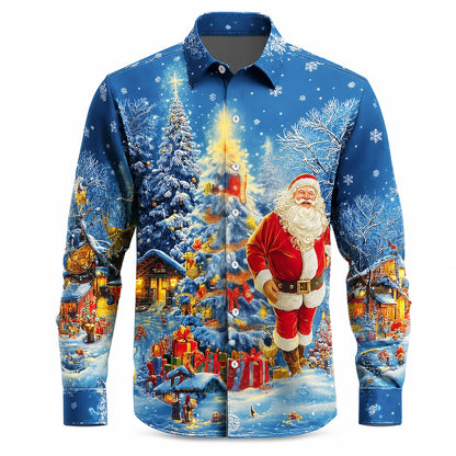 Men's Santa Tree Christmas Long Sleeve Shirt