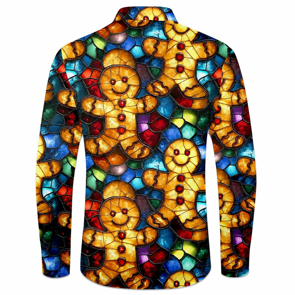 Men's Gingerbread Christmas Long Sleeve Button Shirt