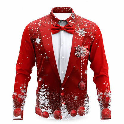 Men's Christmas Tree Tuxedo Print Shirt