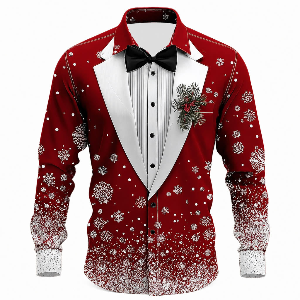 Men's Christmas Tree Tuxedo Print Shirt