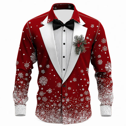 Men's Christmas Tree Tuxedo Print Shirt