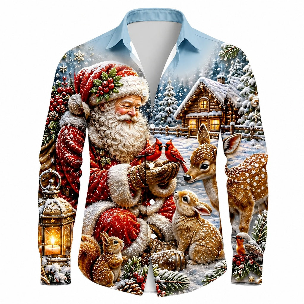Santa Christmas Ugly Casual Button Shirt