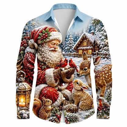 Santa Christmas Ugly Casual Button Shirt