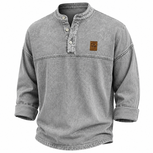 Vintage Washed Cotton Henley Shirt