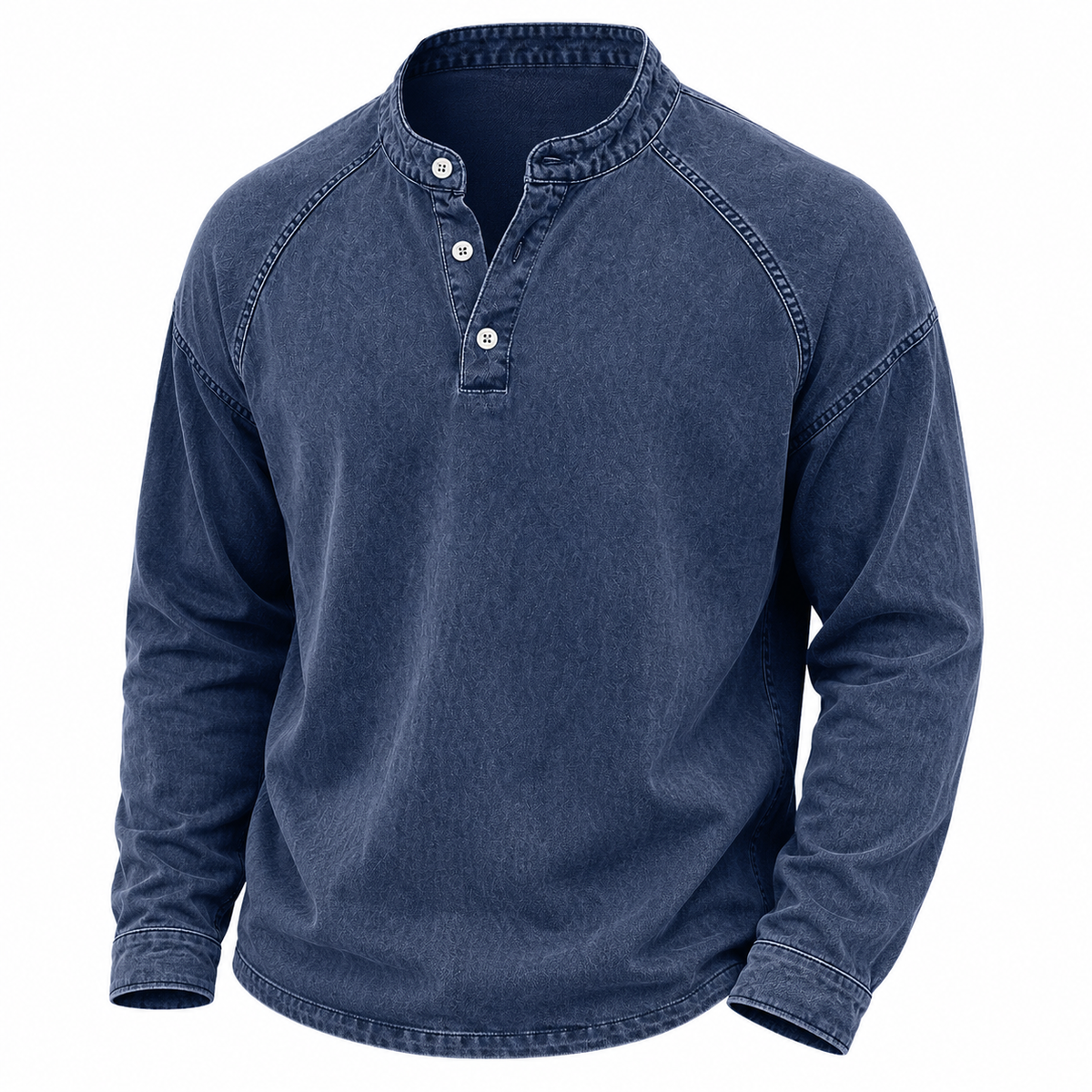 Soft Washed Long Sleeve Henley Shirt