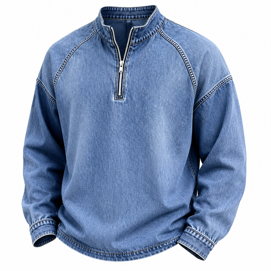 Vintage Zip Up 100% Cotton Henley Shirt