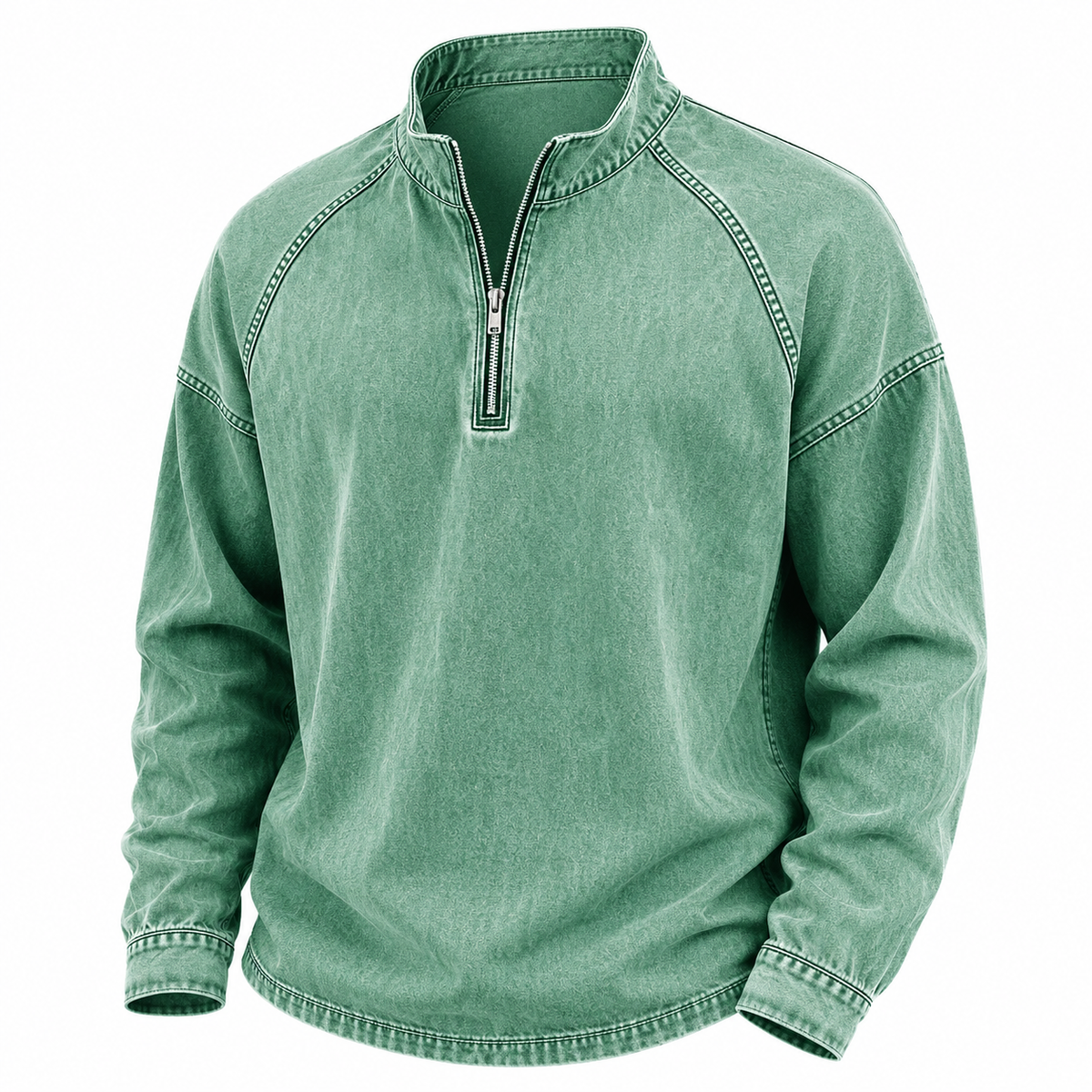 Vintage Zip Up 100% Cotton Henley Shirt