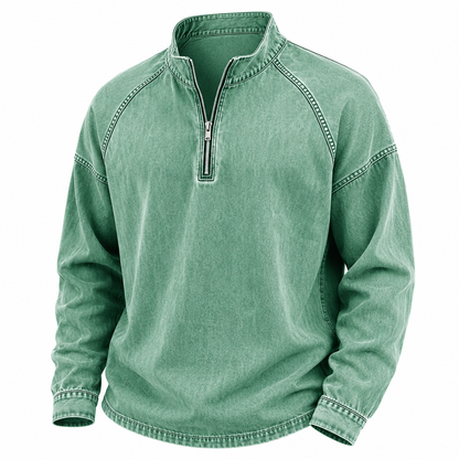 Vintage Zip Up 100% Cotton Henley Shirt