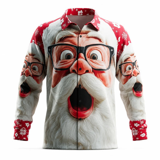 Men's Christmas Cartoon Santa Face Shirt