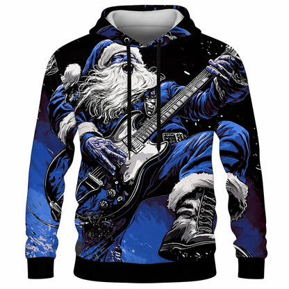 Santa Guitar Christmas Holiday Graphic Hoodie