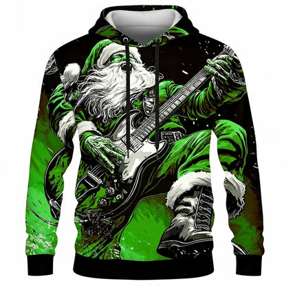 Santa Guitar Christmas Holiday Graphic Hoodie