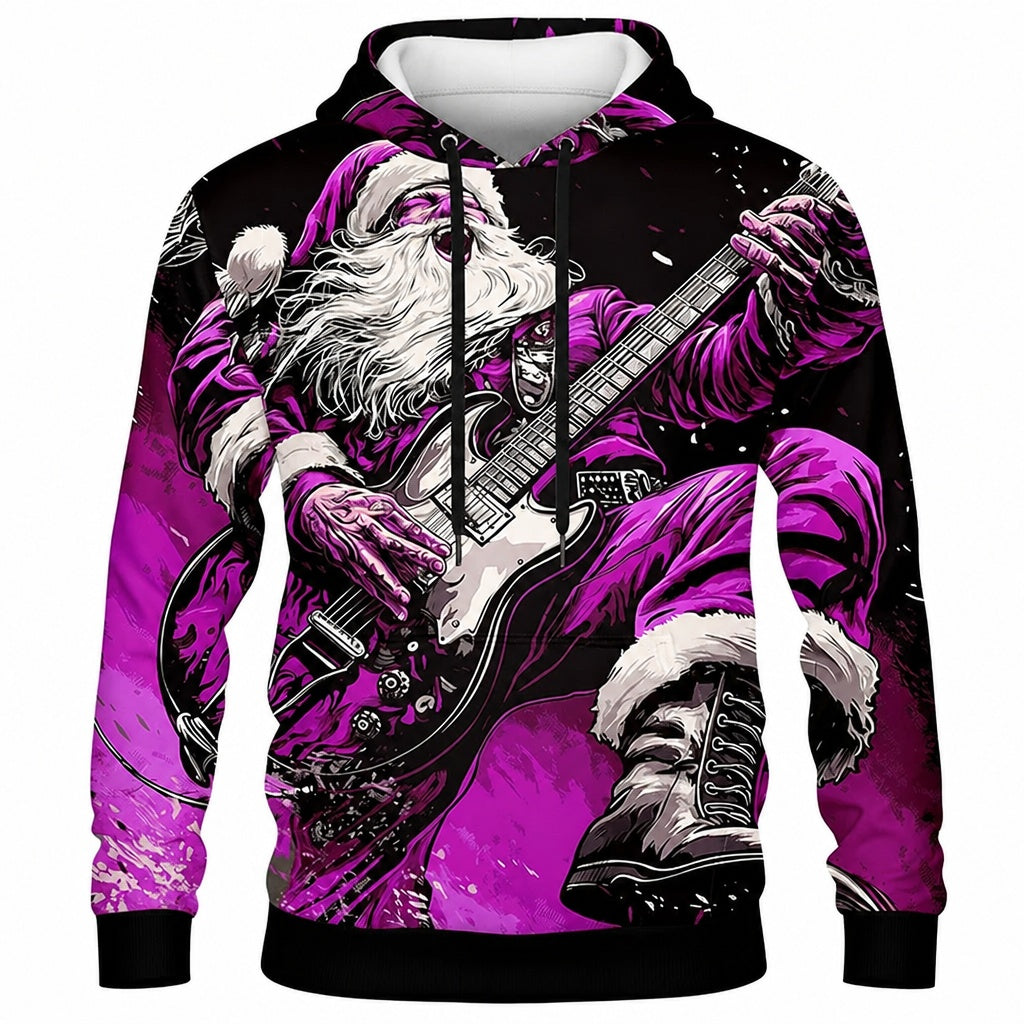 Santa Guitar Christmas Holiday Graphic Hoodie