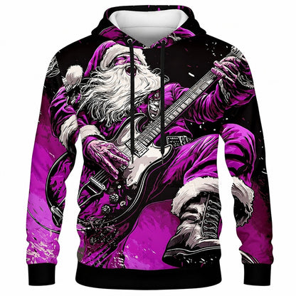 Santa Guitar Christmas Holiday Graphic Hoodie