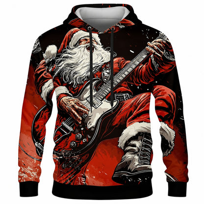 Santa Guitar Christmas Holiday Graphic Hoodie