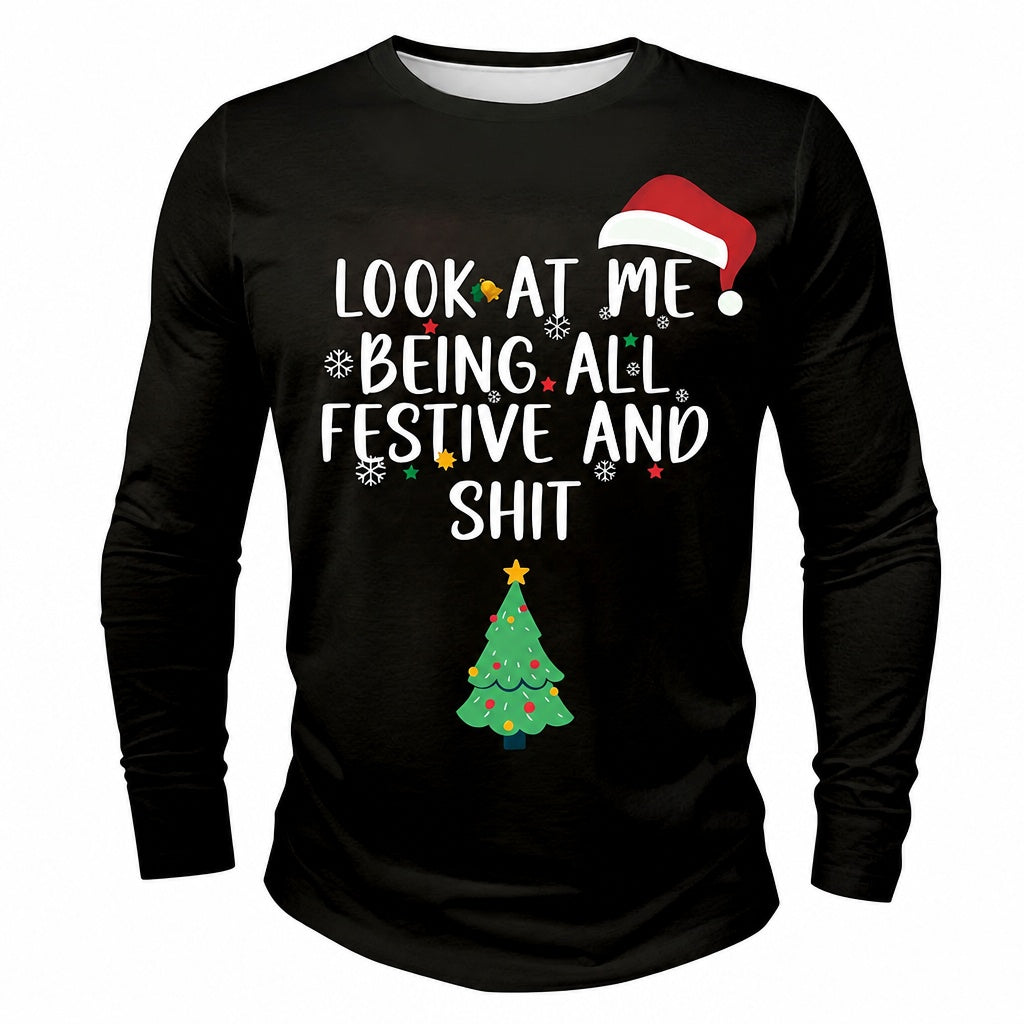 Men's Funny Santa Christmas Long Sleeve T-Shirt