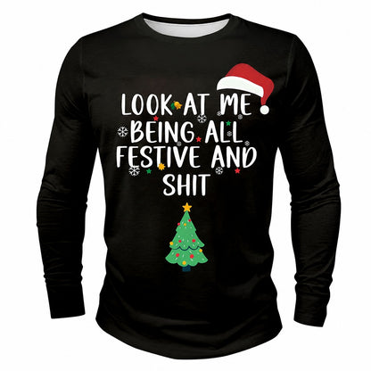 Men's Funny Santa Christmas Long Sleeve T-Shirt
