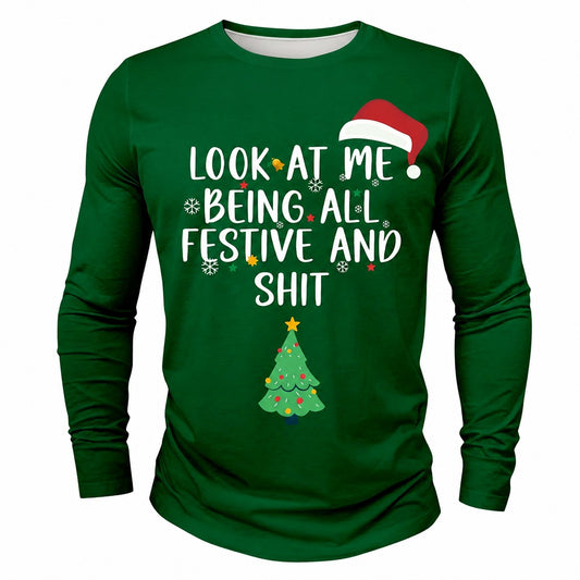 Men's Funny Santa Christmas Long Sleeve T-Shirt