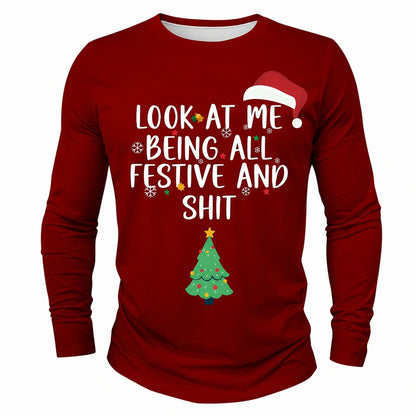 Men's Funny Santa Christmas Long Sleeve T-Shirt