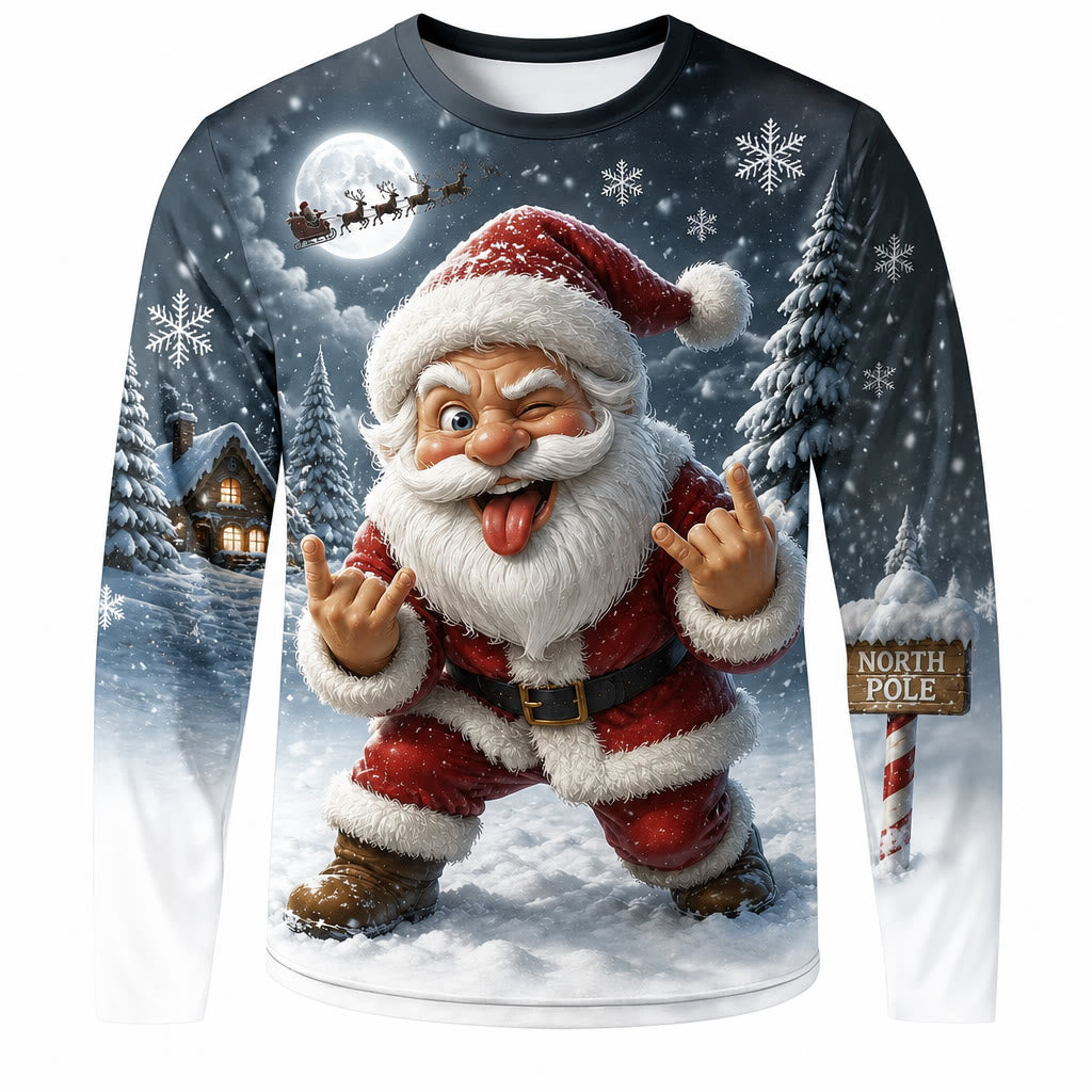 Santa Christmas Funny Street Longsleeve Tee